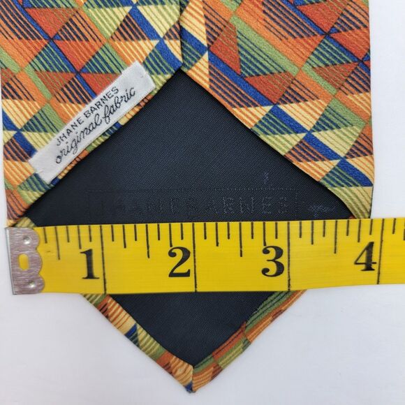 Jhane Barnes Original Fabric 100% Silk Multicolor Geometric Necktie 63.5"x4" - Picture 5 of 5